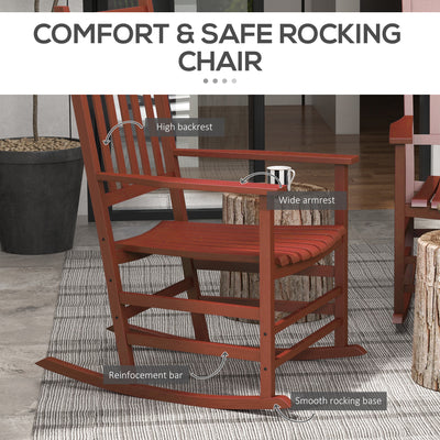 Outdoor Rocking Chair Set of 2, Patio Rocking Chair with Smooth Curves, High Density Wooden Rockers for Lawn Garden Porch, Supports Up to 350lbs