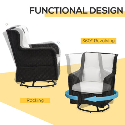 Patio Bistro Set, Porch Furniture with 360° Rotation & Rocking Function, 28.25"x30.75"x36.25"