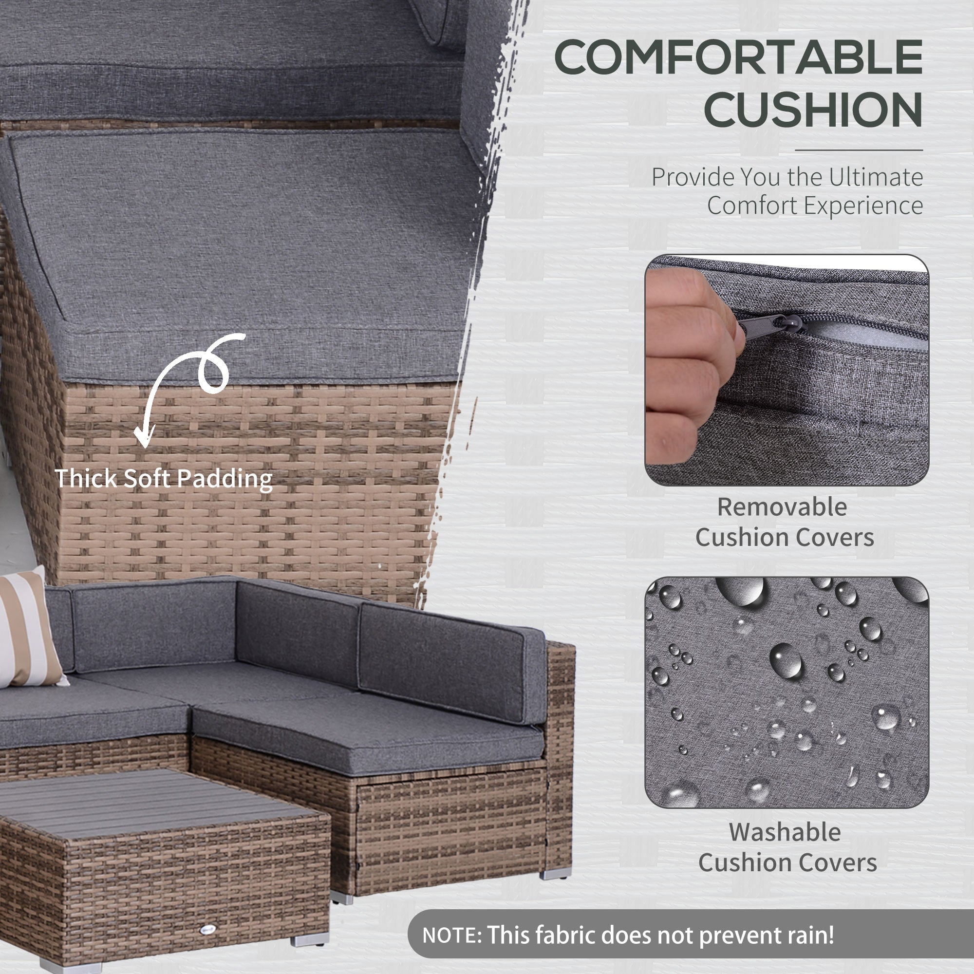 Modern Rattan Patio Furniture Set, 7-Piece Outdoor Wicker Sofa Set with Cushions for Home & Family Gatherings