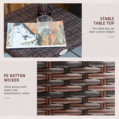 Outdoor PE Wicker Side Table, Small Square Rattan End Table, All-Weather Material Coffee Table for Garden, Balcony, Backyard