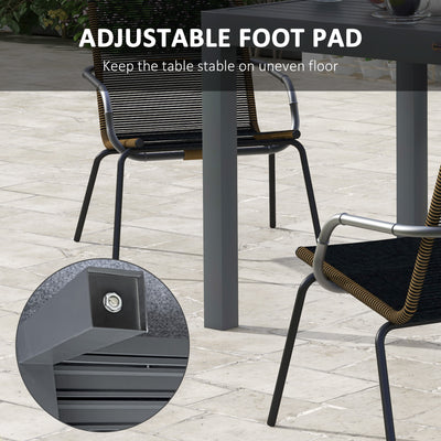 Expandable Patio Table, Outdoor Dining Table for 4-6 with Aluminum Frame for Garden, Lawn, Balcony Terrace