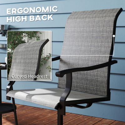 Patio Swivel Chairs Set of 2, High Back Patio Dining Chairs with All-Weather Mesh for Backyard, Lawn, Garden