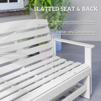 Patio Glider Bench w/ HDPE Slatted Double Rocking Chair