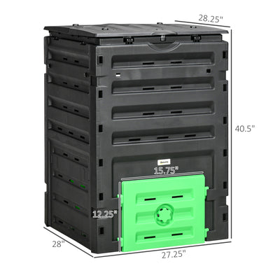 Garden Compost Bin, 120 Gallon (450L) Garden Composter, BPA Free, with 80 Vents and 2 Sliding Doors, Lightweight & Sturdy, Fast Creation of Fertile Soil