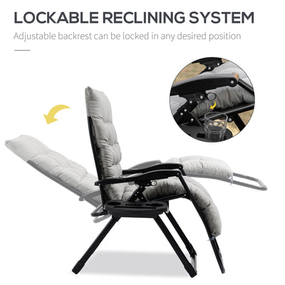 Padded Zero Gravity Chair, Folding Recliner Chair with Cup Holder Cushion