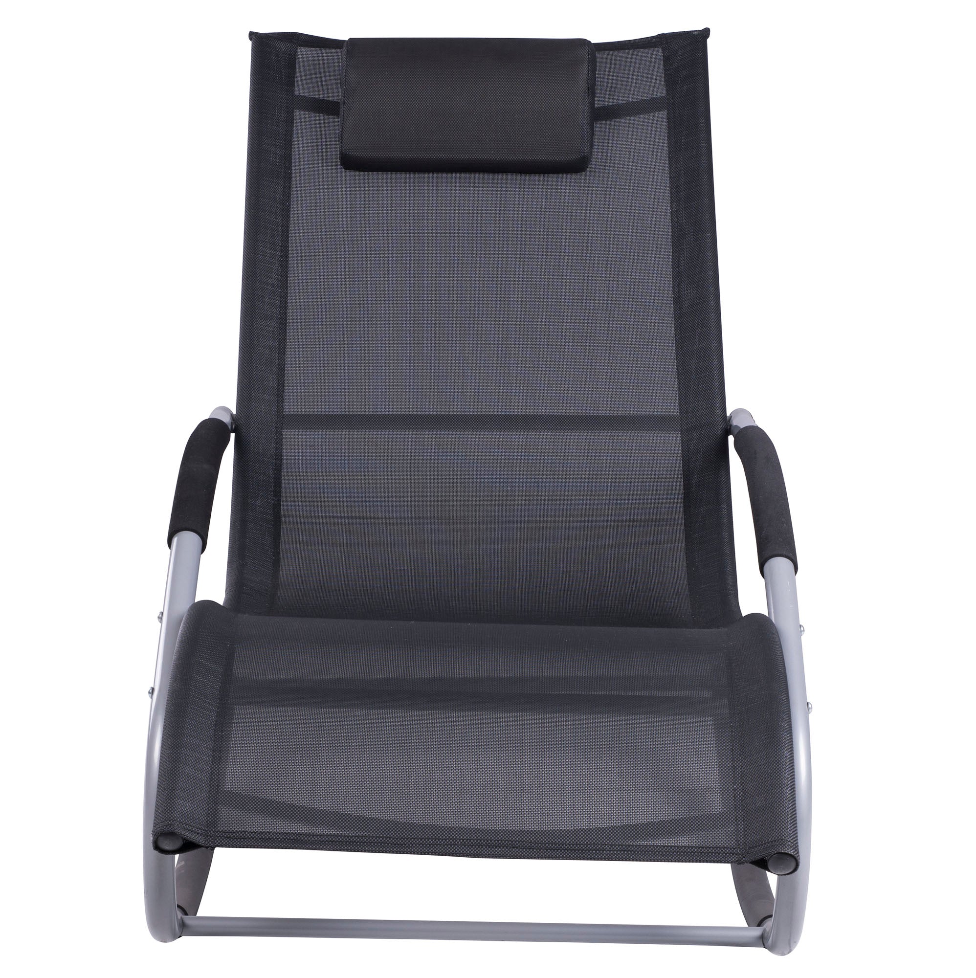 Zero Gravity Rocking Chair Outdoor Chaise Lounge Chair Recliner Rocker with Detachable Pillow and Weather-Fighting Fabric for Patio, Deck, Pool