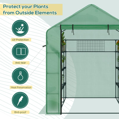 8' x 6' x 7' Temporary Greenhouse for Growing Flowers with Mesh Door & Windows