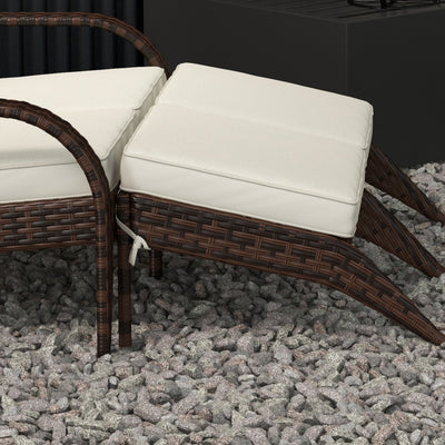 2 Person Patio Wicker Adirondack Chair, High-Back Fire Pit Chair with Cushions