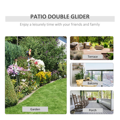 Outdoor Glider Chairs with Coffee Table, Patio 2-Seat Rocking Chair Swing with Breathable Sling for Backyard, Garden and Porch