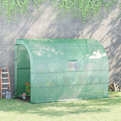 10' x 5' x 7' Outdoor Walk-In Greenhouse, Plant Nursery with Zippered Doors, PE Cover and 3 Wire Shelves
