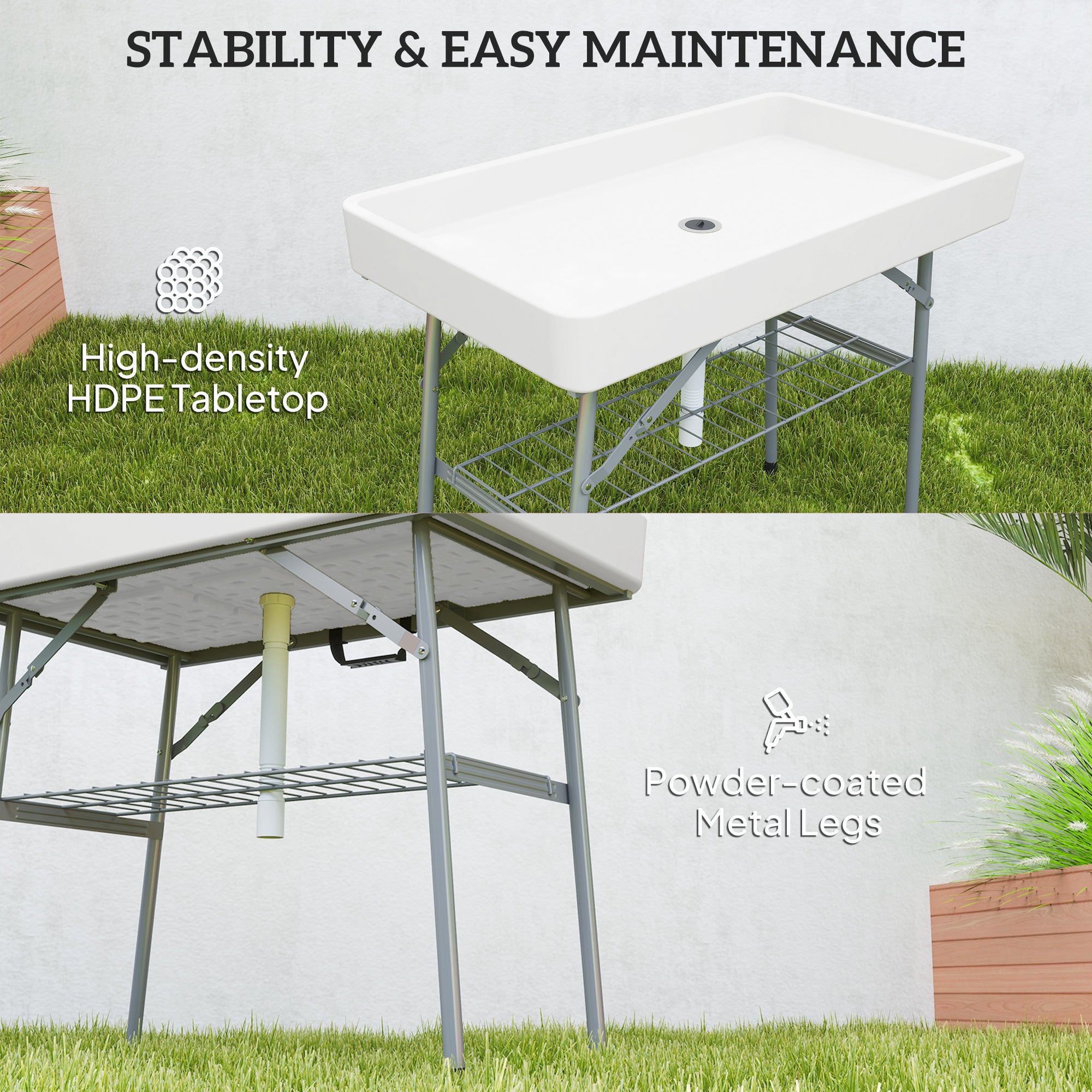 3.4ft Folding Ice Cooler Table with Drain, Fill and Chill Table Outdoor Table Cooler with Storage Shelf, Drink Cooler for Parties Picnic BBQ Camping Wedding