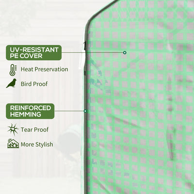 4.6' x 4.7' Portable Greenhouse, Water/UV Resistant Walk-In Small Outdoor Green House with 2 Tier U-Shaped Flower Rack Shelves, Roll Up Door & Windows