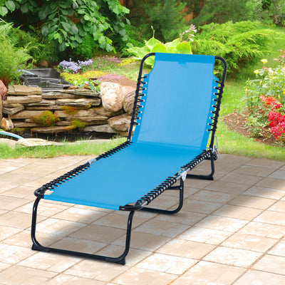 Foldable Chaise Lounge, 3-Position Reclining Back, Portable design and Breathable Mesh for Poolside, Camping, Hiking