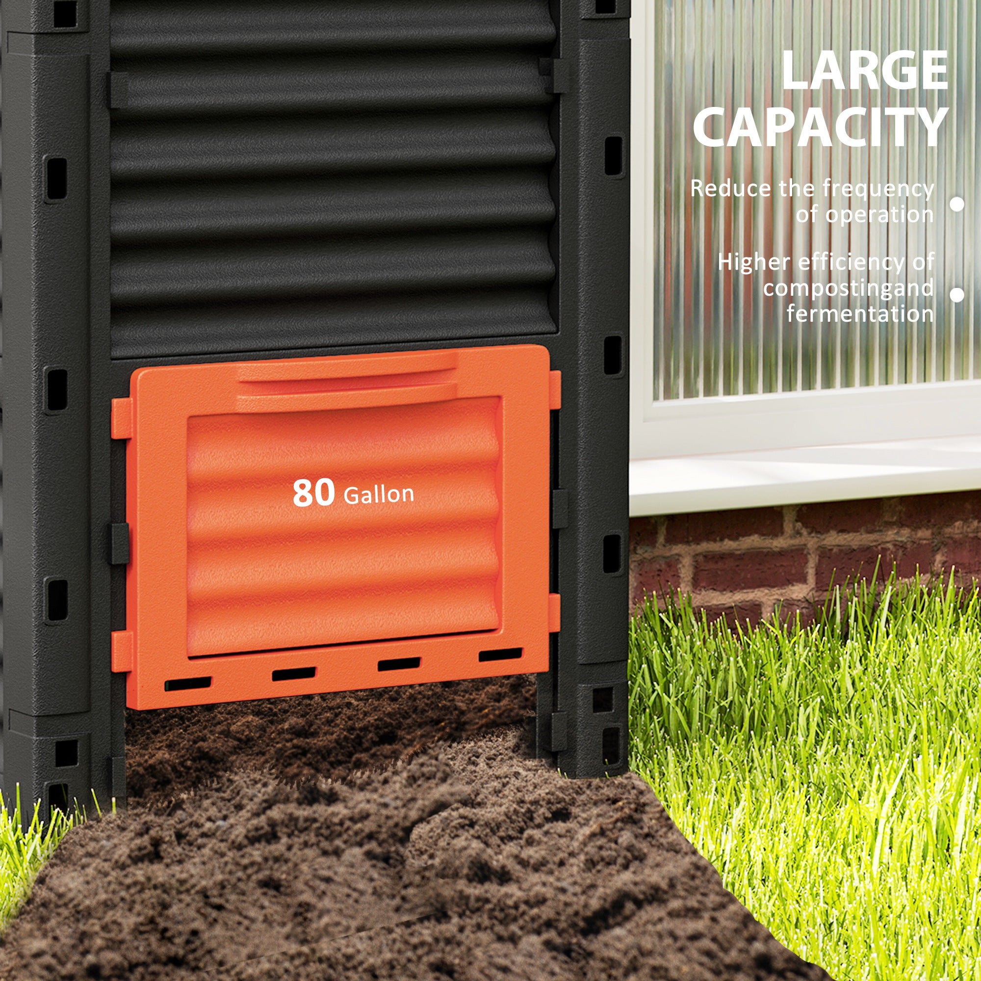 Garden Compost Bin 80 Gallon Outdoor Large Capacity Composter Fast Create Fertile Soil Aerating Box