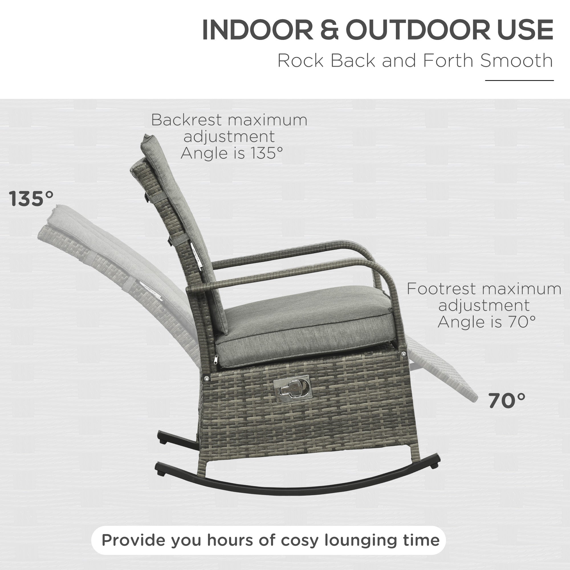 PE Rattan Rocking Recliner with Footrest