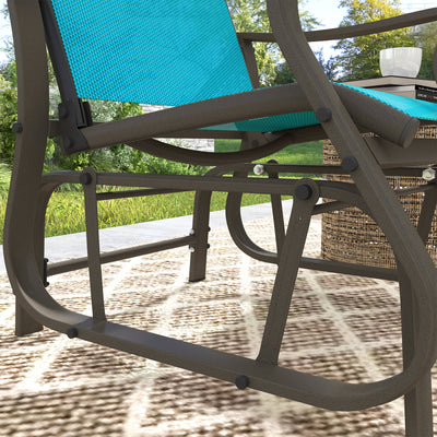 Outdoor Glider Chair Patio Glider Swing Chair with Mesh Seat, Steel Frame for Backyard, Garden, Porch