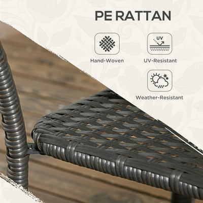 Outdoor Patio PE Rattan Coffee Table with Storage Shelf, Wicker Side Table with Wood-Plastic Composite Top, Mixed Brown