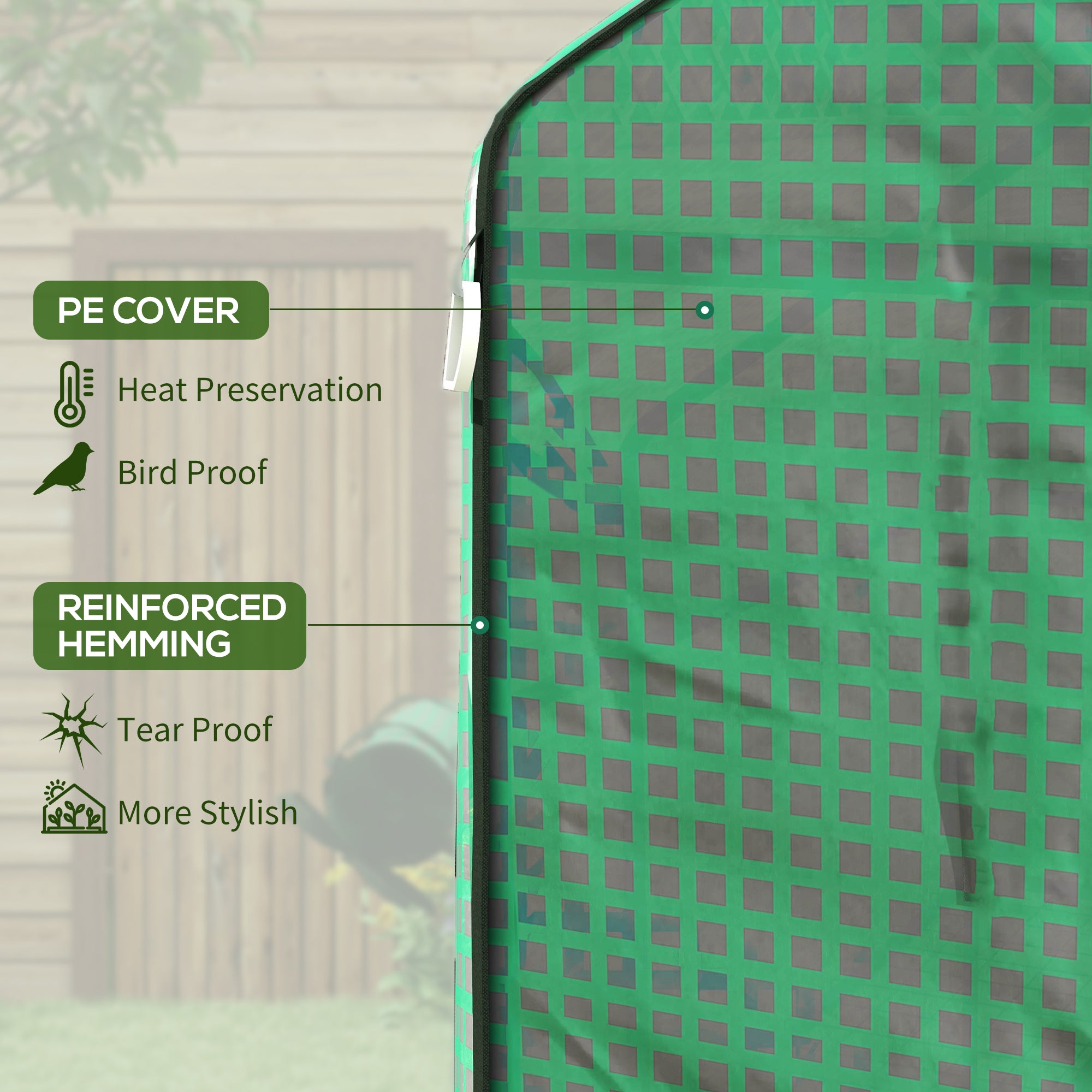 01-0472 Replacement Cover, 55" x 56.25" x 74.75" Walk-in Greenhouse Cover Reinforced Anti-Tear PE Hot House Cover