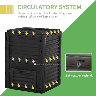 Garden Compost Bin 80 Gallon Outdoor Large Capacity Composter Fast Create Fertile Soil Aerating Box, Easy Assembly