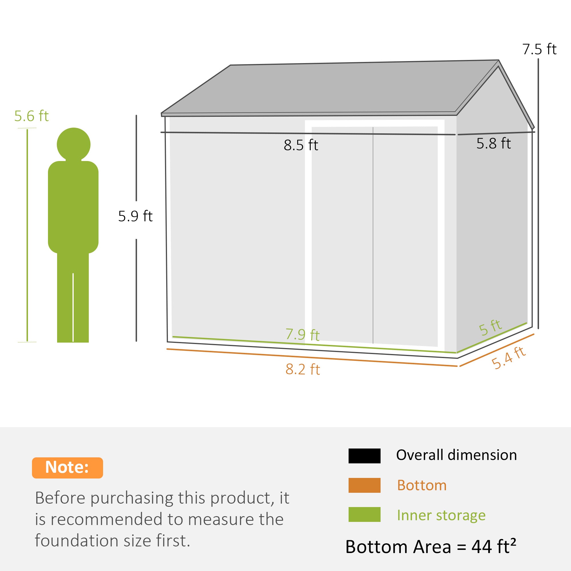8' x 5.5' Metal Garden Storage Shed, Extra Large Outdoor Tool Storage House w/Lockable Doors, Window, Air Vents