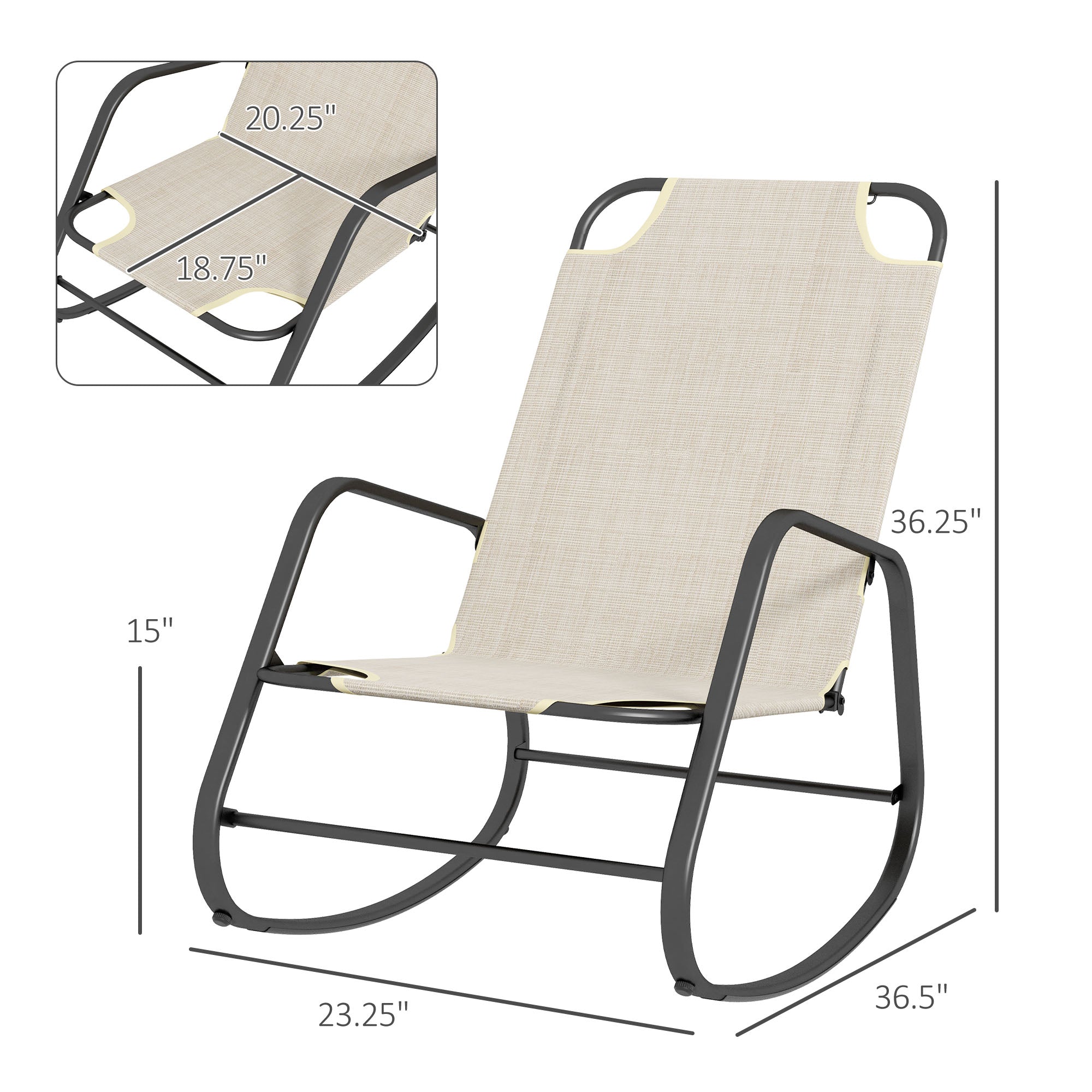 Garden Rocking Chair Outdoor Indoor for Patio, Balcony, Porch, Light Brown