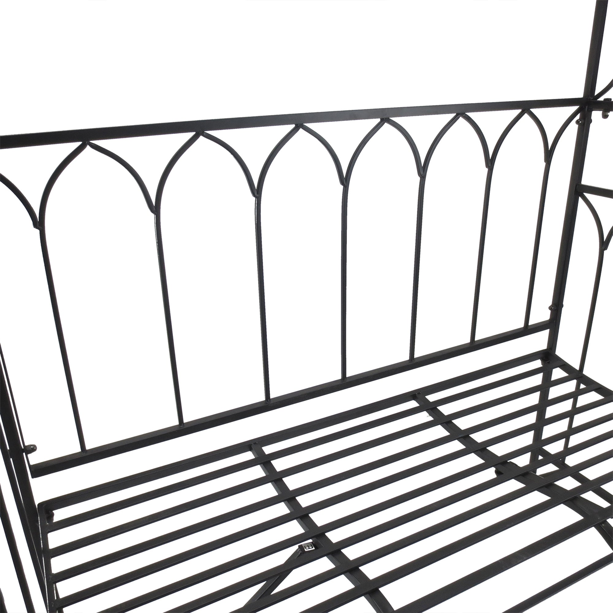 Metal Trellis Arbor Arch for Climbing Plants with Garden Bench, Grow Grapes and Vines, Decorative Seating,  Black