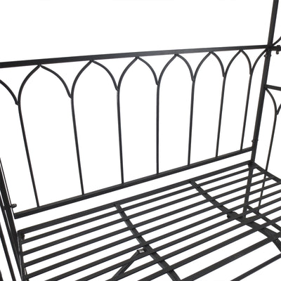 Metal Trellis Arbor Arch for Climbing Plants with Garden Bench, Grow Grapes and Vines, Decorative Seating,  Black