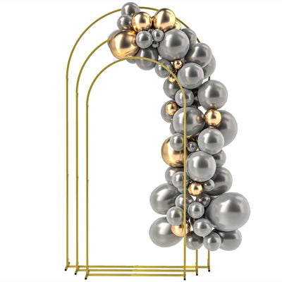 Metal Arch Backdrop Stand Set of 3, 7/6.5/6 ft Wedding Arch Frame, Balloon Backdrop Arch Stand Set for Birthday Party, Bridal Shower, Graduation, Ceremony, Banquet Decorations