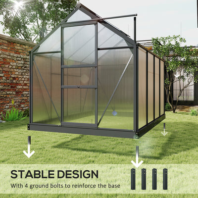 Greenhouse for Outdoors, Polycarbonate Greenhouse with Rain Gutter and Roof Vent, Aluminum Walk-in Green House for Patio Backyard Garden