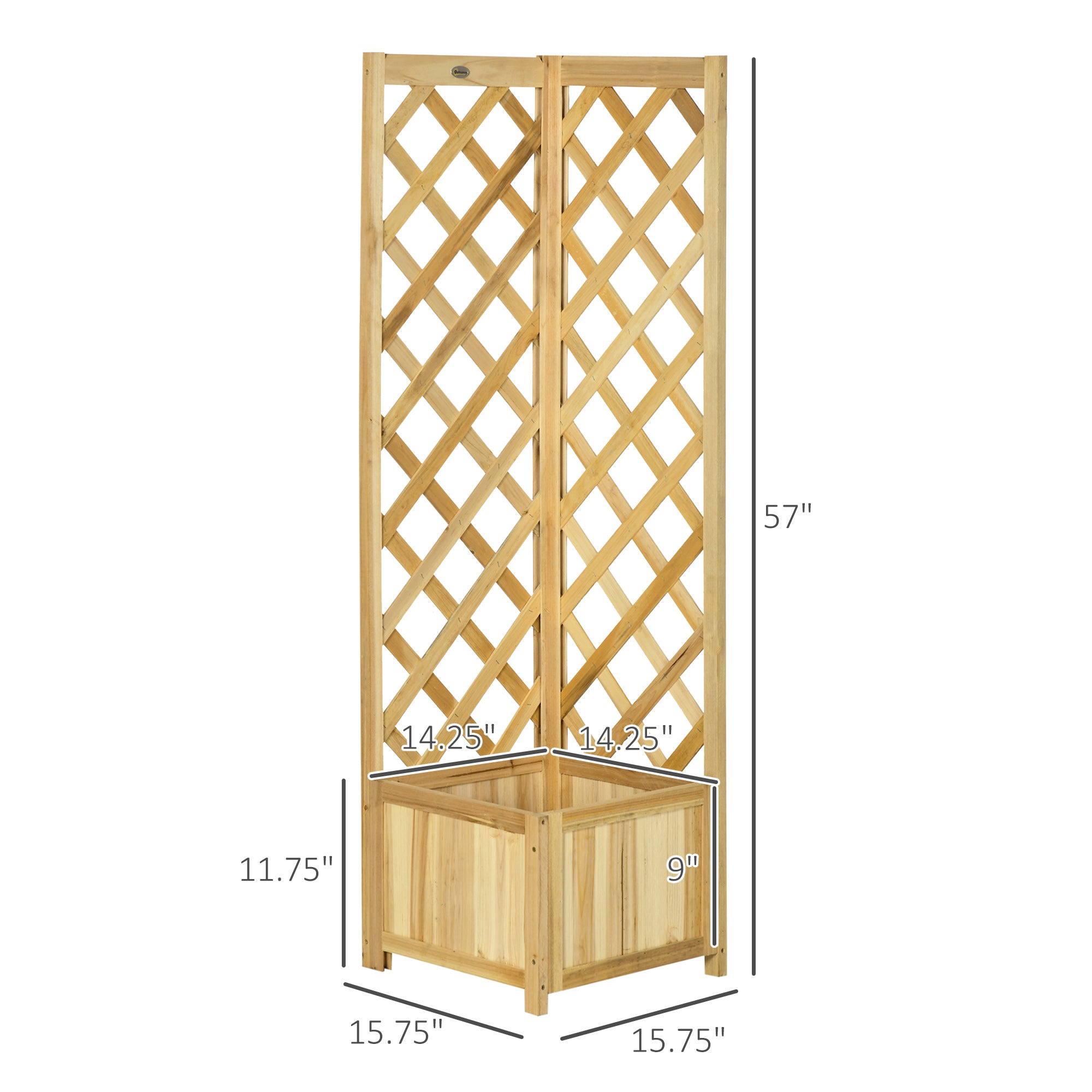 Wooden Raised Garden Bed, Planter with Trellis for Vine Climbing and Vegetables, Herbs and Flowers Growing
