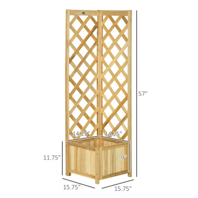 Wooden Raised Garden Bed, Planter with Trellis for Vine Climbing and Vegetables, Herbs and Flowers Growing