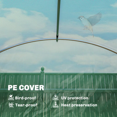 10'x11'x6' Walk-in Tunnel Greenhouse with Shelves, Mesh Door and Windows, Hoop House Greenhouse with PE Cover