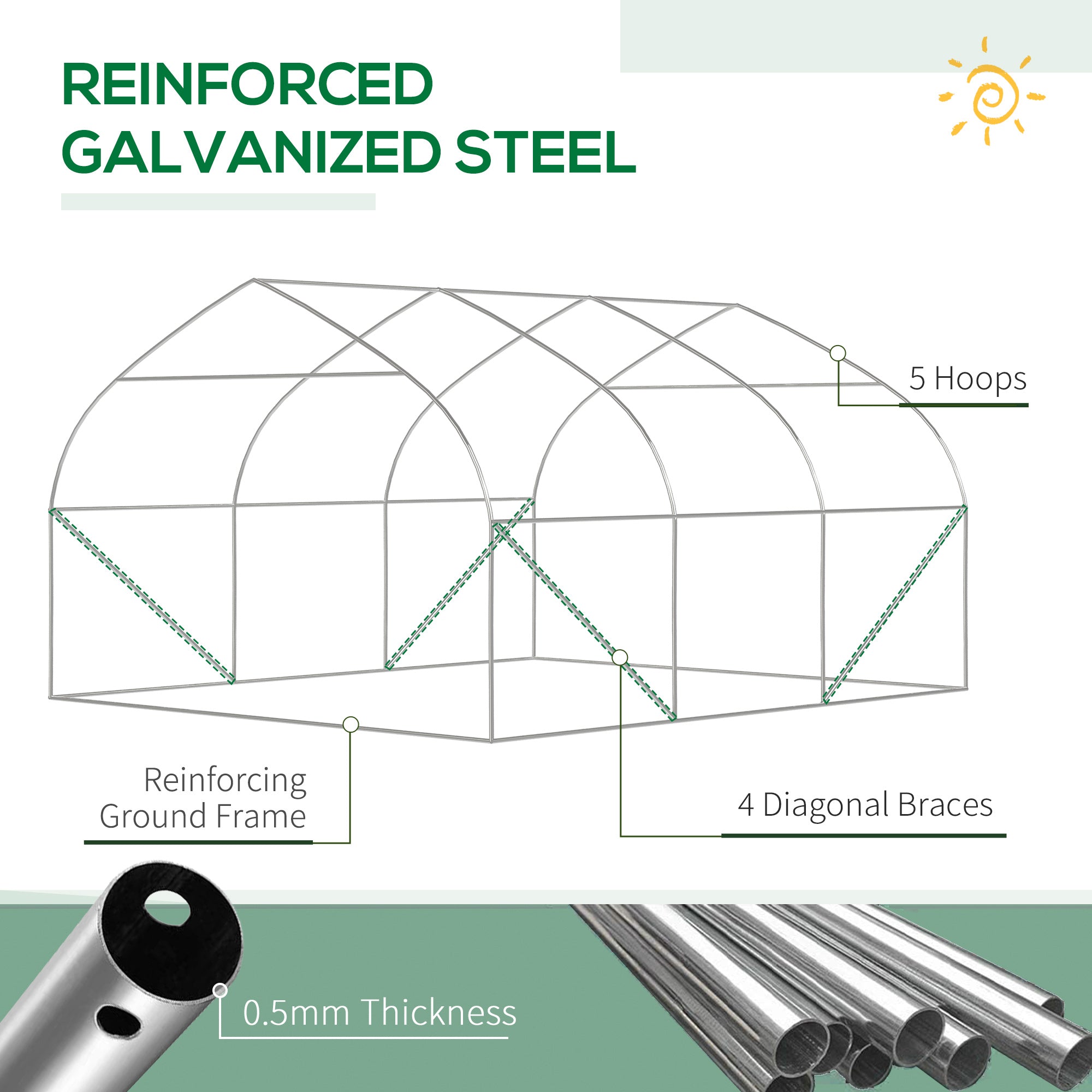 11.5' x 10' x 6.5' Walk-in Tunnel Greenhouse, Green House with Zippered Mesh Door, 7 Mesh Windows & Roll-up Sidewalls, Upgraded Gardening Plant Hot House with Galvanized Steel Hoops