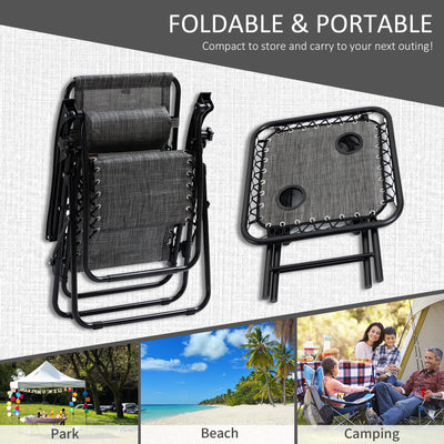 Zero Gravity Chair Set with Side Table, Folding Reclining Chair with Cupholders & Pillows, Adjustable Lounge Chairs for Pool, Backyard, Lawn, Beach