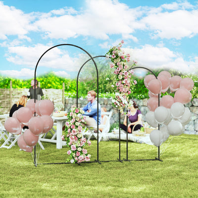 Metal Arch Backdrop Stand Set of 3, 7/6.5/6 ft Wedding Arch Frame, Balloon Backdrop Arch Stand Set for Birthday Party, Bridal Shower, Graduation, Ceremony, Banquet Decorations