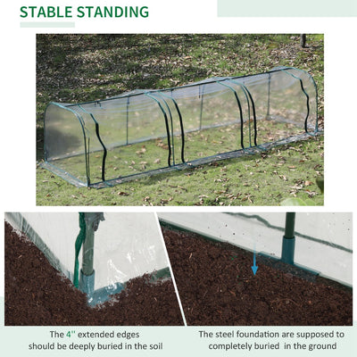 11.5' L x 3.25' W x 2.5' H PVC Metal Tunnel Garden Greenhouse Kit