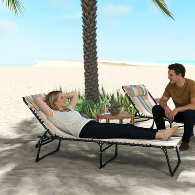 Foldable Chaise Lounge, 3-Position Reclining Back, Portable design and Breathable Mesh for Poolside, Camping, Hiking