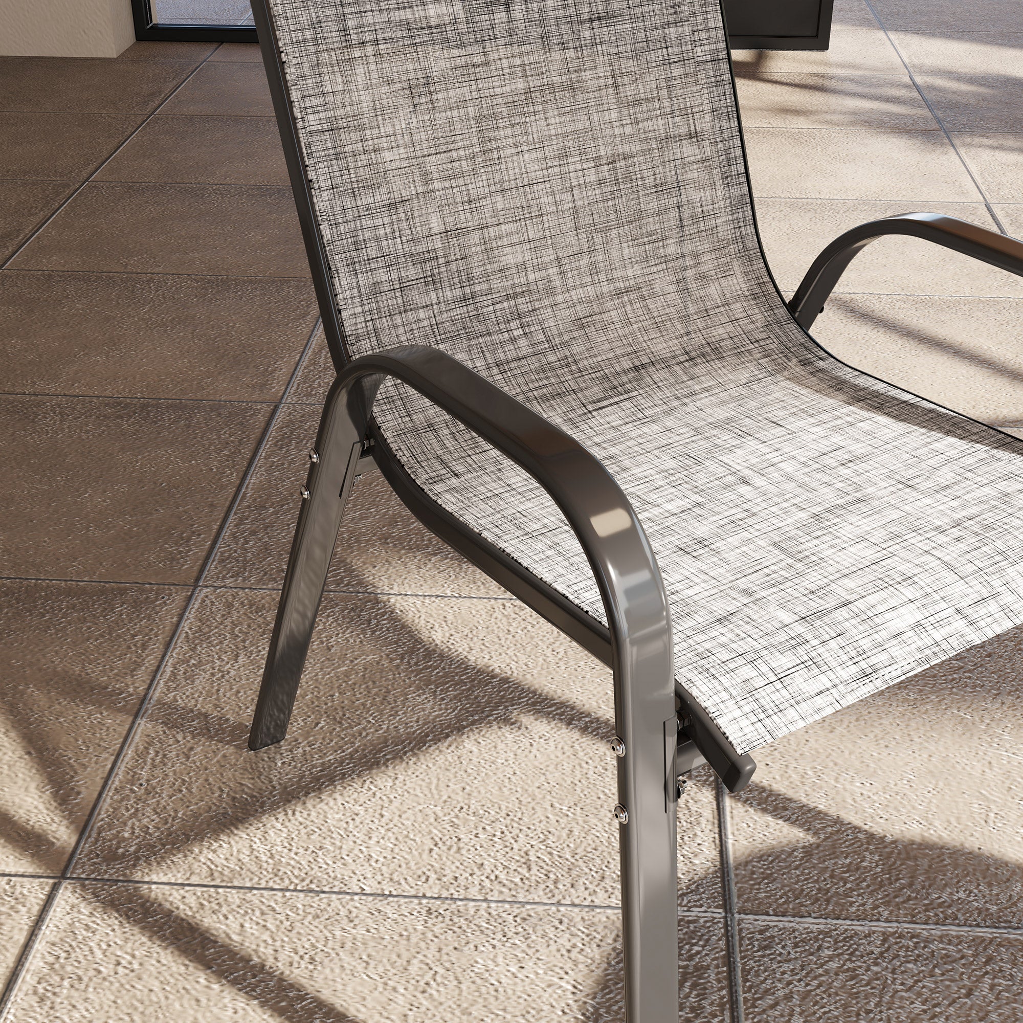 Set of 4 Outdoor Dining Chairs, Stackable Patio Chairs with High Back, Breathable Mesh Seat for Garden Lawn