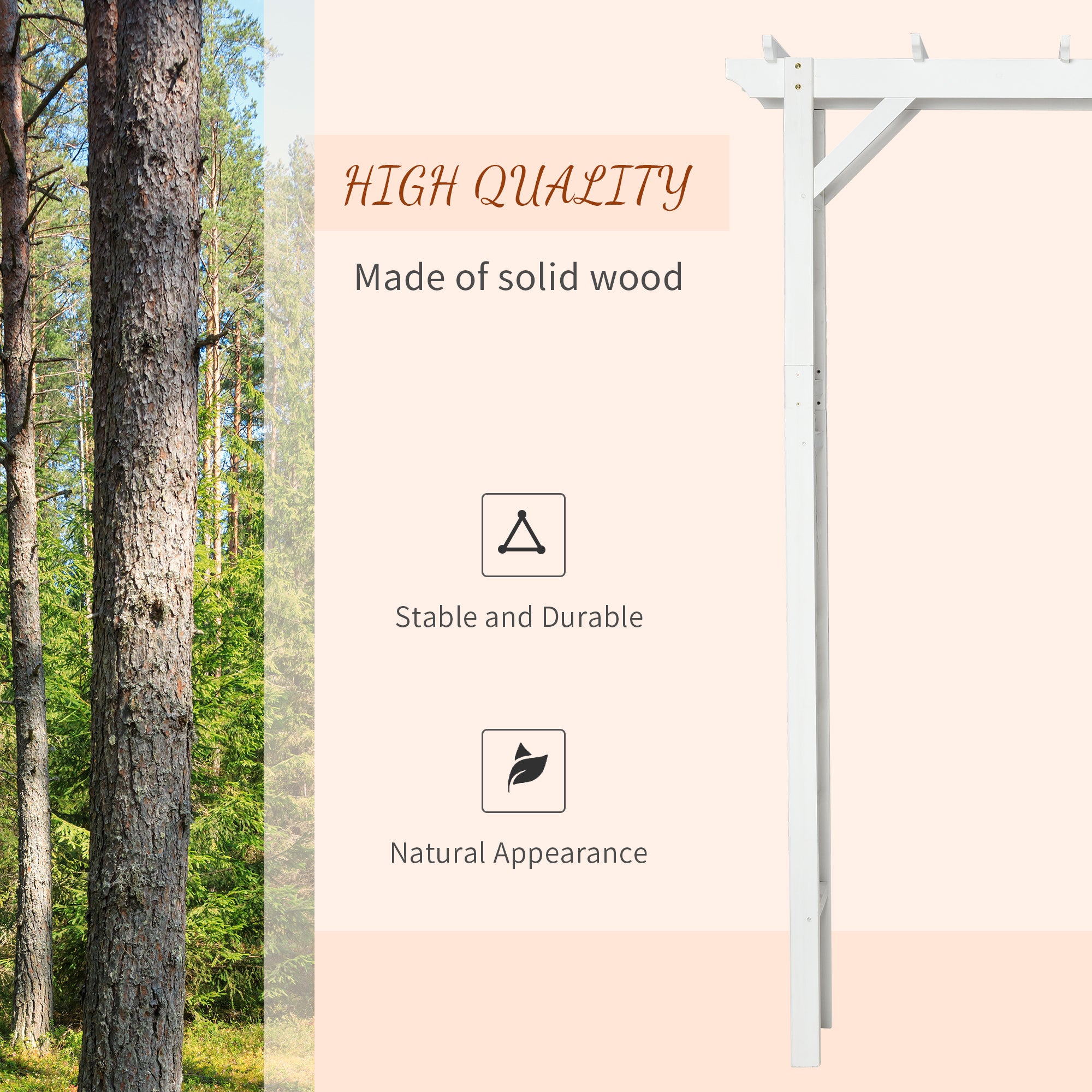 85" Wooden Garden Arbor for Wedding and Ceremony, Outdoor Garden Arch Trellis for Climbing Vines