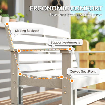 Patio Glider Bench w/ HDPE Slatted Double Rocking Chair