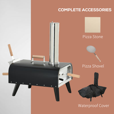 Pellet Wood Fired Pizza Oven Outdoor Pizza Maker with 12" Stone, Peel and Waterproof Cover