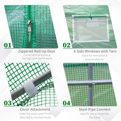 Walk In Tunnel Greenhouse, Portable Outdoor Plant House with Roll Up Doors