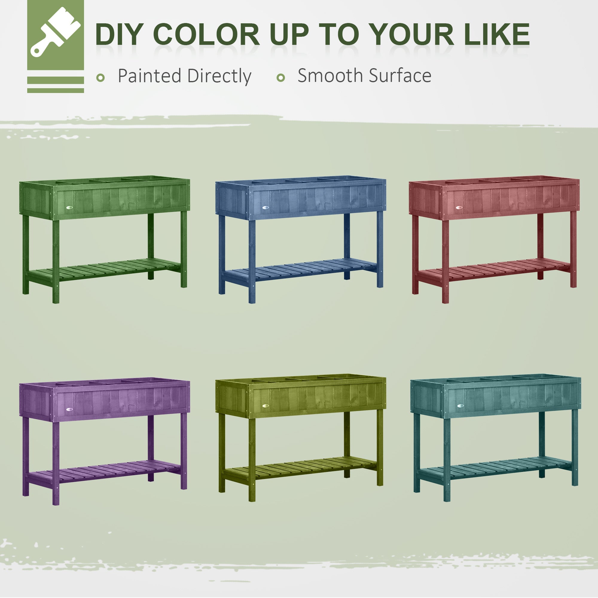 Wooden Raised Garden Bed, Elevated Planter Box Stand with 8 Slots and Open Shelf, Dark