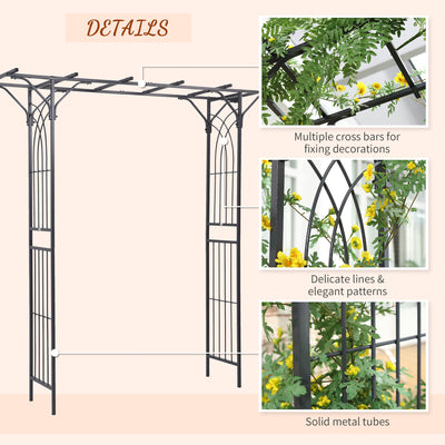 82'' Decorative Metal Garden Trellis Arch with Durable Steel Tubing & Elegant Scrollwork, Perfect for Weddings