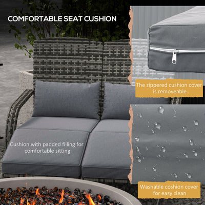 2 Person Patio Wicker Adirondack Chair, High-Back Fire Pit Chair with Cushions