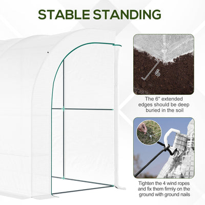 10' x 5' x 7' Outdoor Walk-In Greenhouse, Plant Nursery with Zippered Doors, PE Cover and 3 Wire Shelves