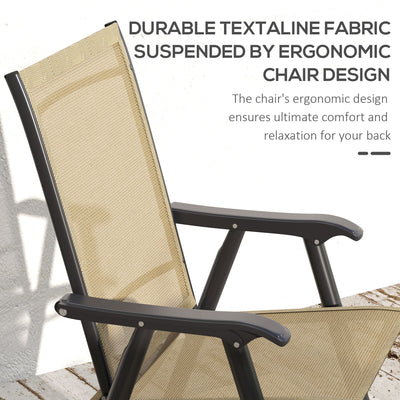 Set of 4 Outdoor Folding Chairs, Stackable Patio Dining Chairs with Armrests, Metal Frame