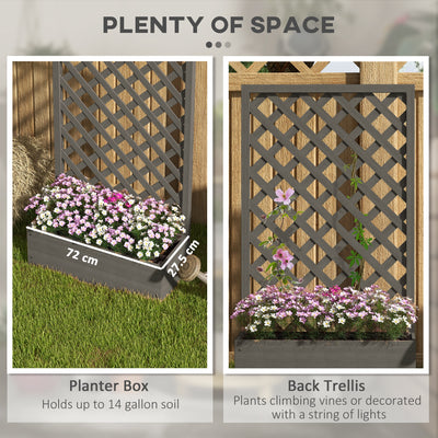 Trellis Planter Box for Climbing Plants, Raised Garden Bed w/ Trellis Lattice for Outdoor Garden, Deck, Backyard