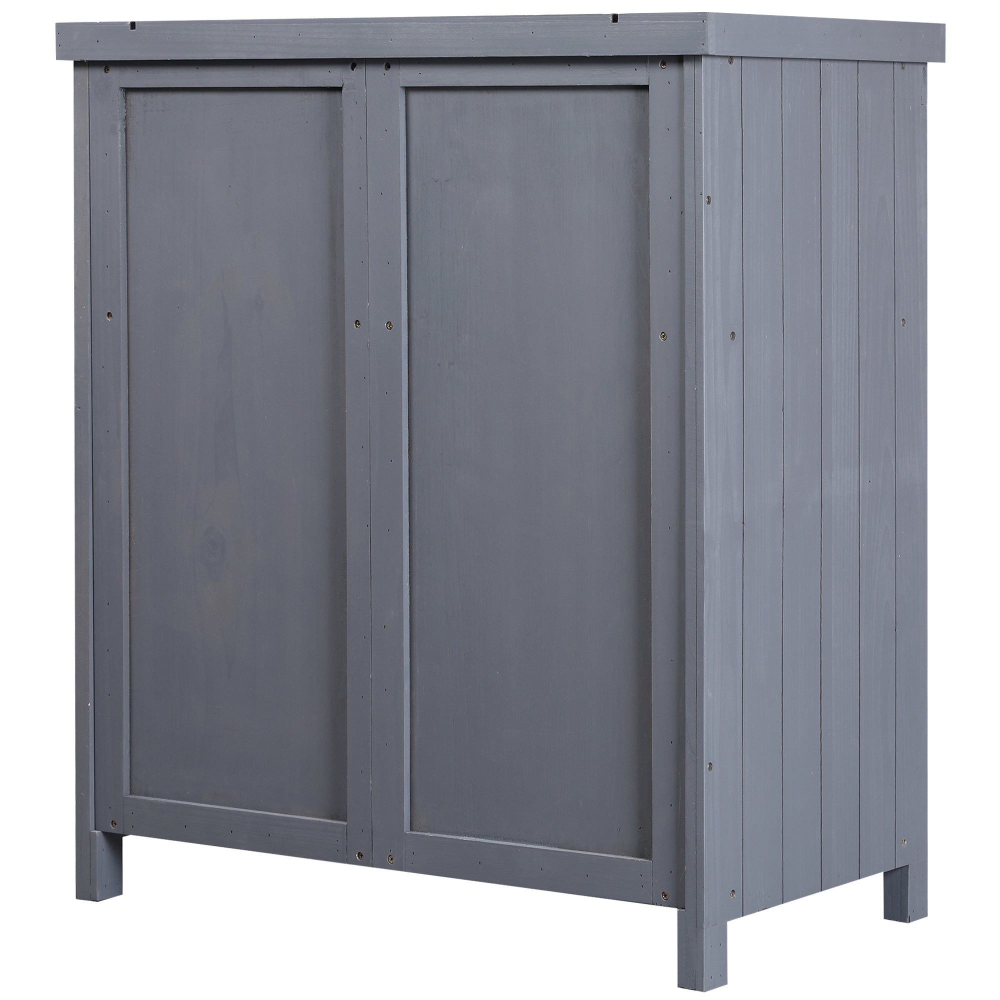Outdoor Storage Cabinet, Outdoor Tool Shed with Galvanized Top and Two Shelves for Yard Tools or Pool Accessories