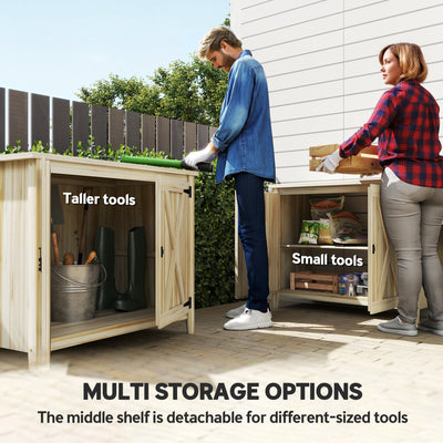 Wooden Outdoor Storage Cabinet, Garden Shed Potting Shed with Shelf and Double Doors
